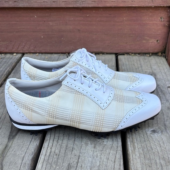 FootJoy LoPro White and Cream Plaid Women’s Golf Oxfords. 9.5. Like New - Picture 5 of 10